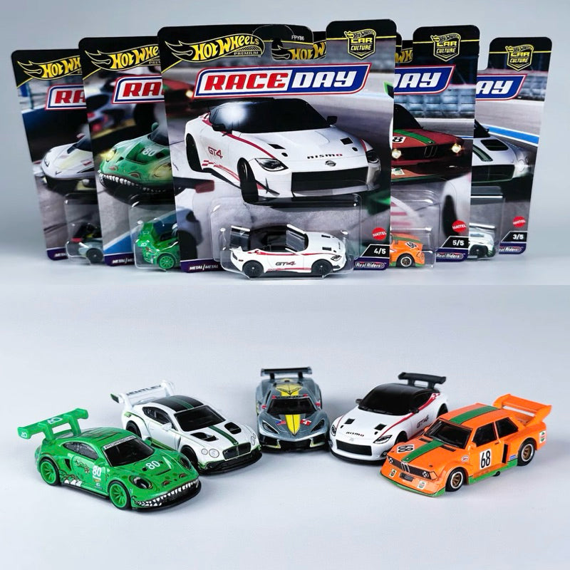 Hot Wheels Race Day Premium set X 5 completo. Incluye 5 carros diferentes.