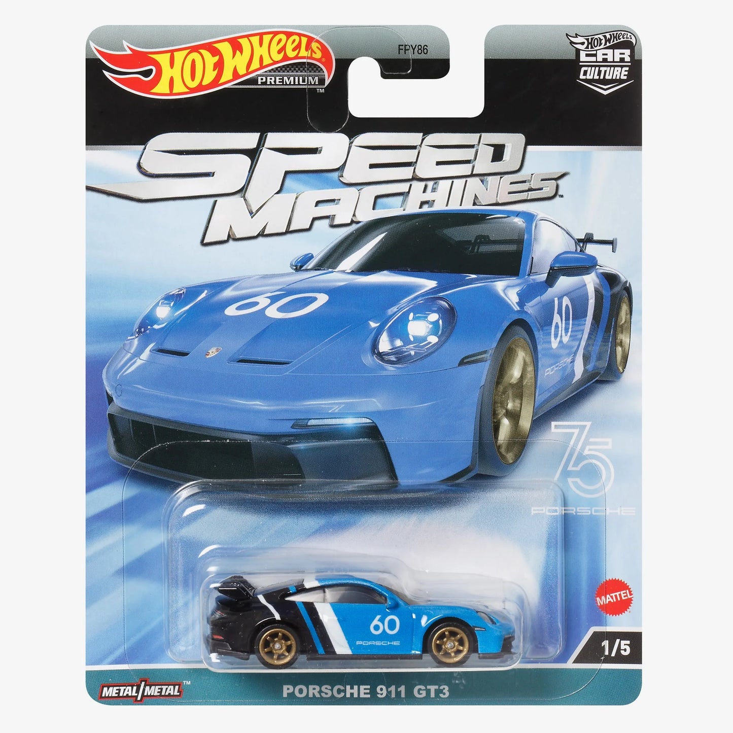 Hot Wheels Porsche 911 GT3. Premium. Blue race