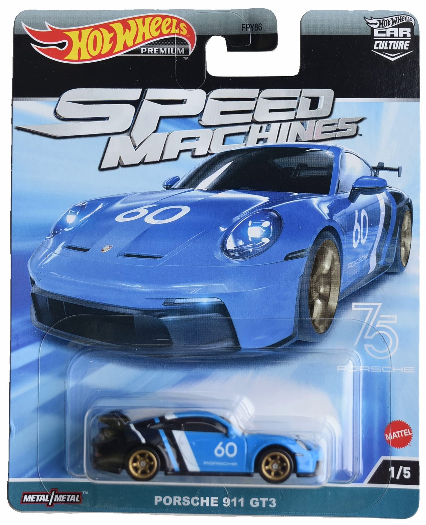 Hot Wheels Porsche 911 GT3. Premium. Blue race