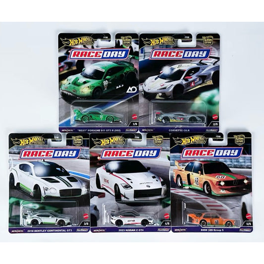 Hot Wheels Race Day Premium set X 5 completo. Incluye 5 carros diferentes.